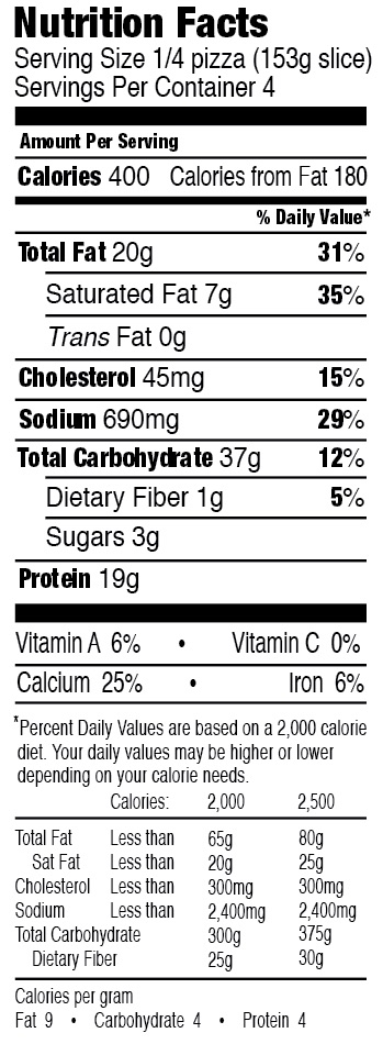 Mystic Pizza Buffalo Style Chicken Nutrition Facts