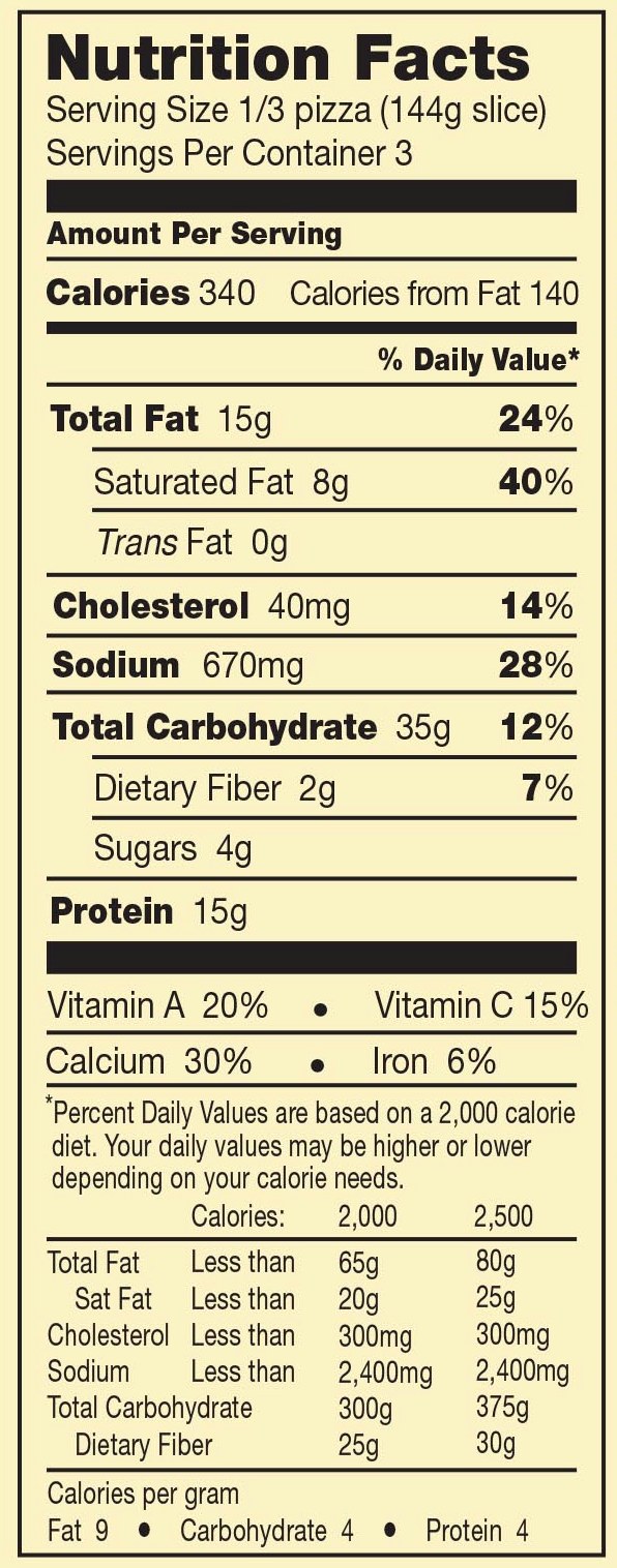 "New" Thin Crust Pepperoni Pizza Ingredients and Nutritional Facts